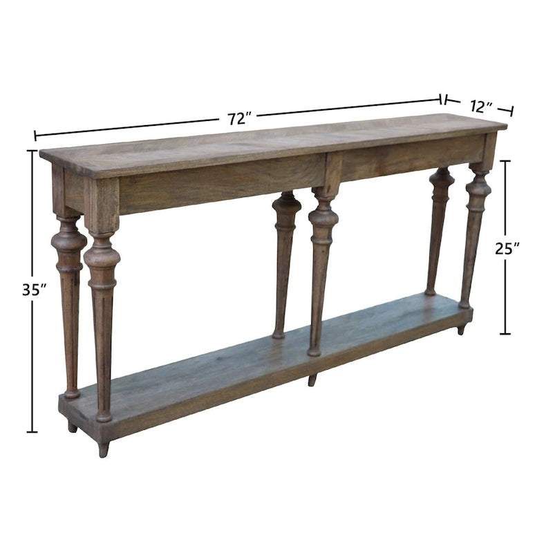 72-inch Traditional Turned Leg Console Table, Mango Hardwood