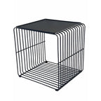 16-Inch Side Table with Waterfall-Style Black Metal Wireframe
