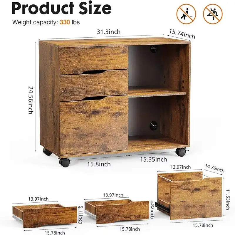 File Cabinet 3 Drawer - 31.3D x 15.7W x 24.4H