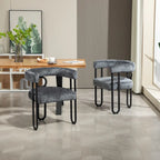 Chenille/Leather Upholstered Contemporary Designed Side Dining Chairsset of 2